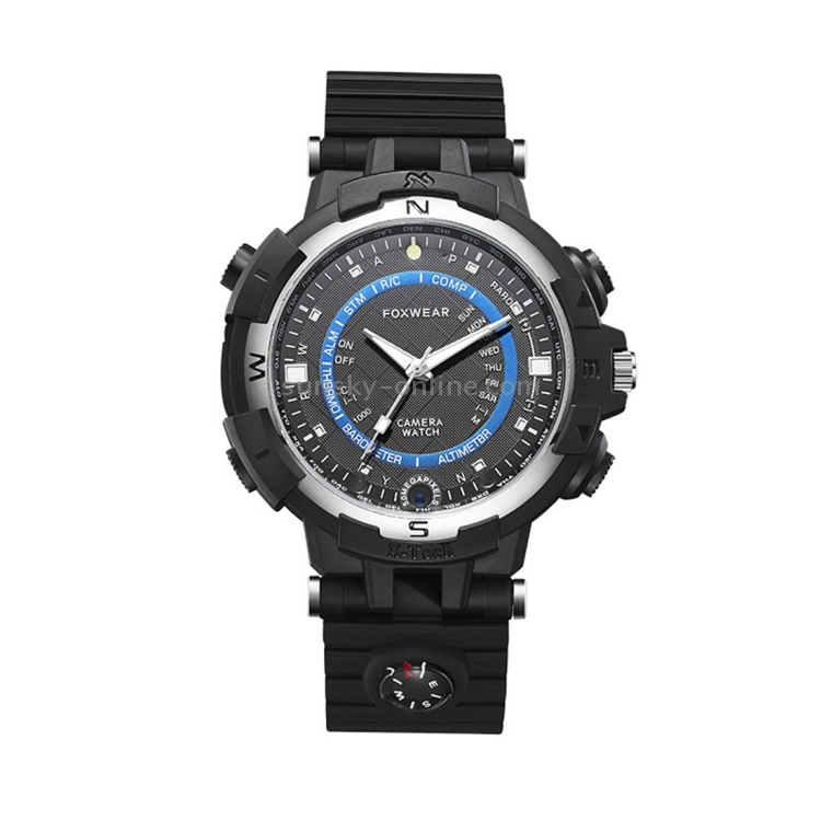 Foxwear FOX8 8GB Capacity Daily Waterproof WiFi Camera Smart Watch with Compass, Support Remote Control / P2P Control / LED Flashlight / Night Vision / Voice-Record (Blue + Black)